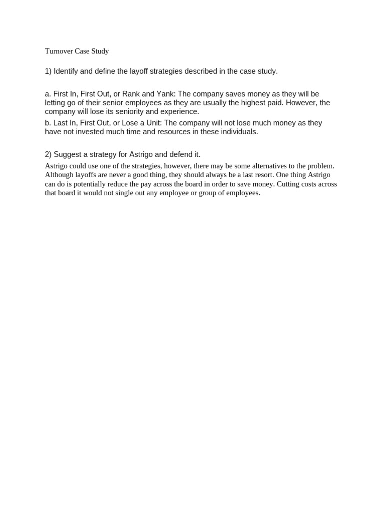 Turnover Case Study | PDF