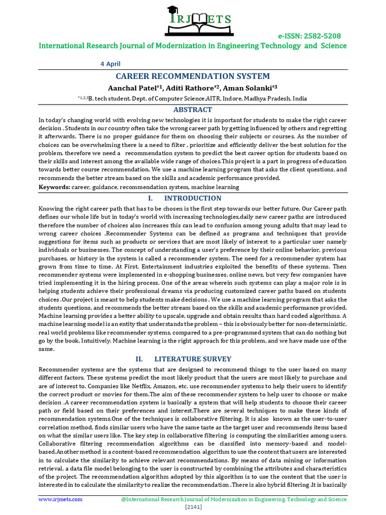 Fin Irjmets1681618896 | PDF | Information Technology | Software Engineering