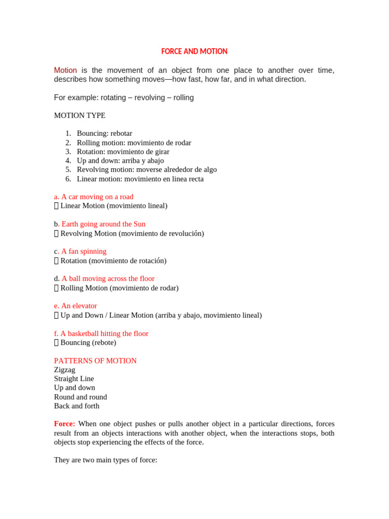 FORCE AND MOTION | PDF | Force | Rotation