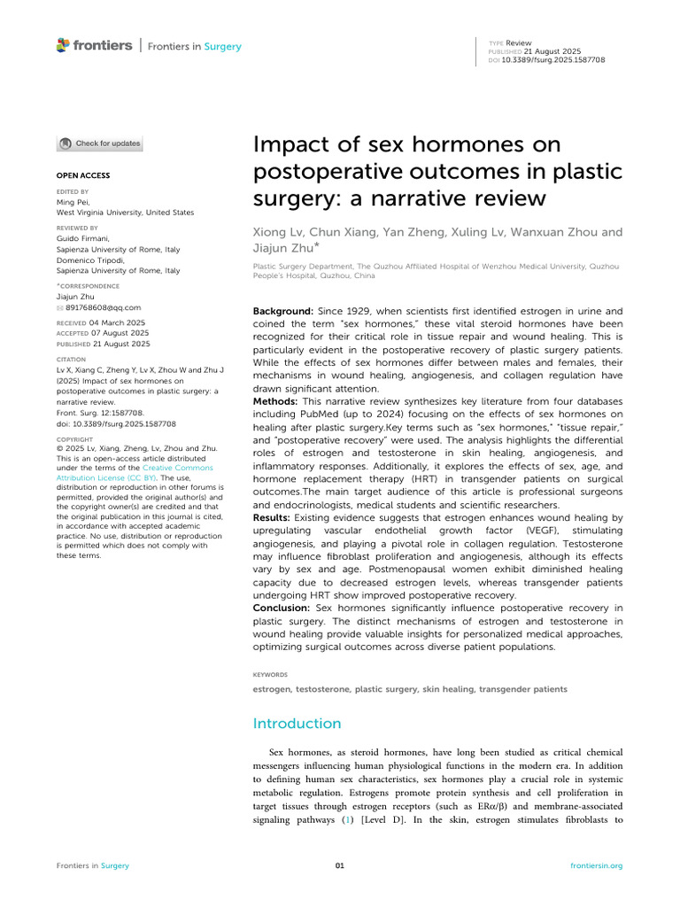 fsurg-12-1587708 | PDF | Estrogen | Hormone Replacement Therapy