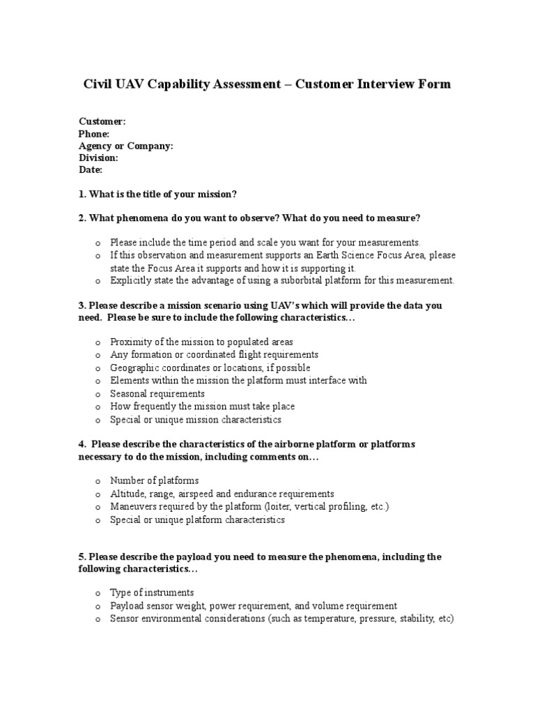 NASA: 111776main CivilUAV Customer Questionnaire1 | PDF | Unmanned ...