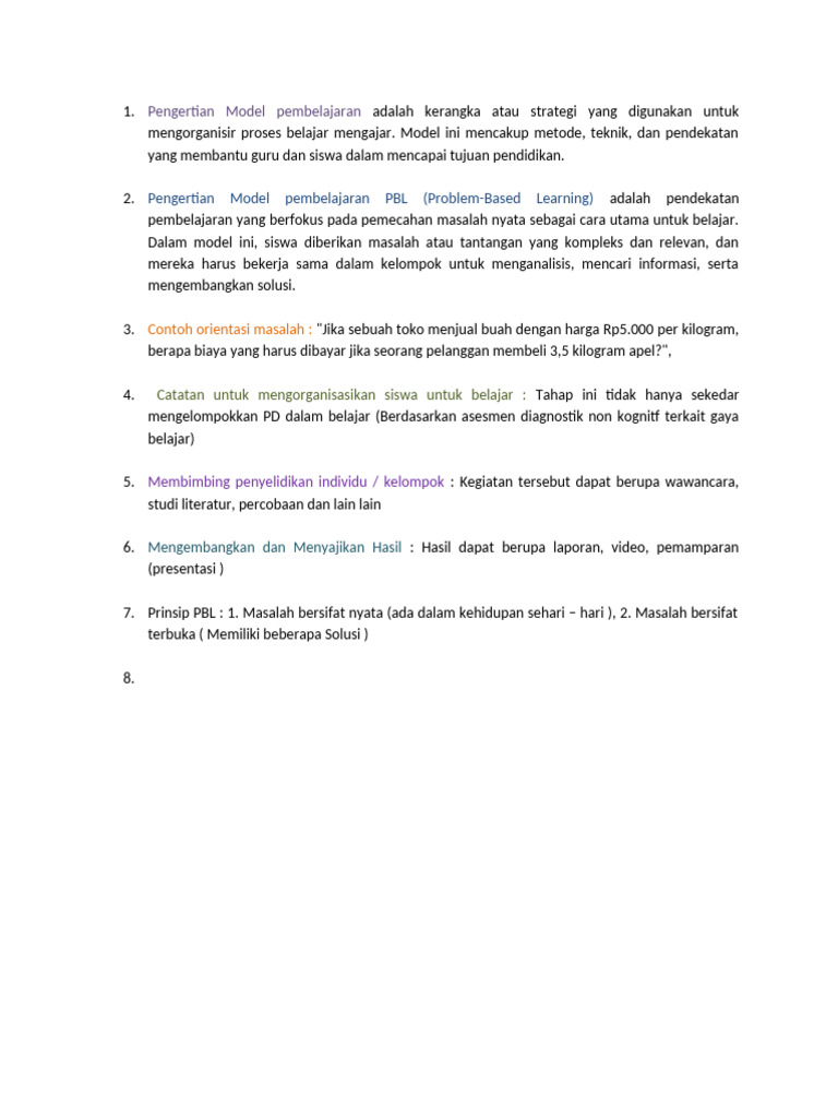 Pengertian Model Pembelajaran PBL (Problem-Based Learning) | PDF