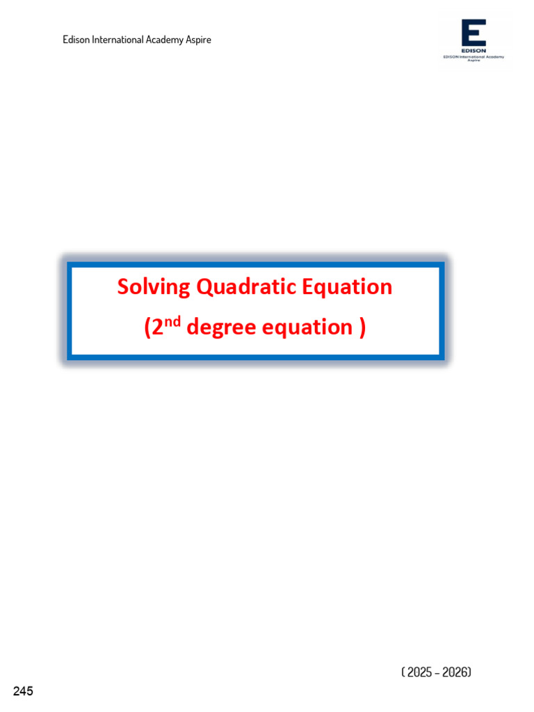 Solving Quadratic Equation | PDF | Factorization | Quadratic Equation