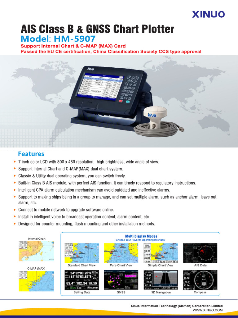 HM-5907 AIS Class B & GNSS Chart Plotter | PDF
