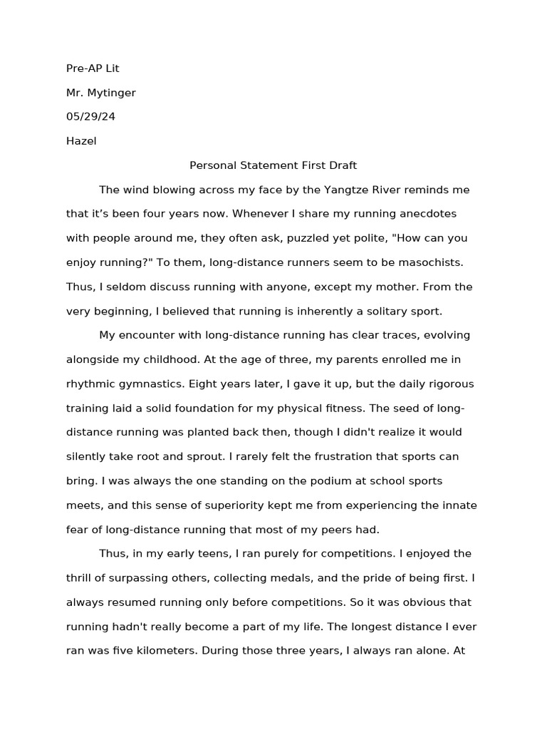 Personal Statement Draft | PDF | Psychology