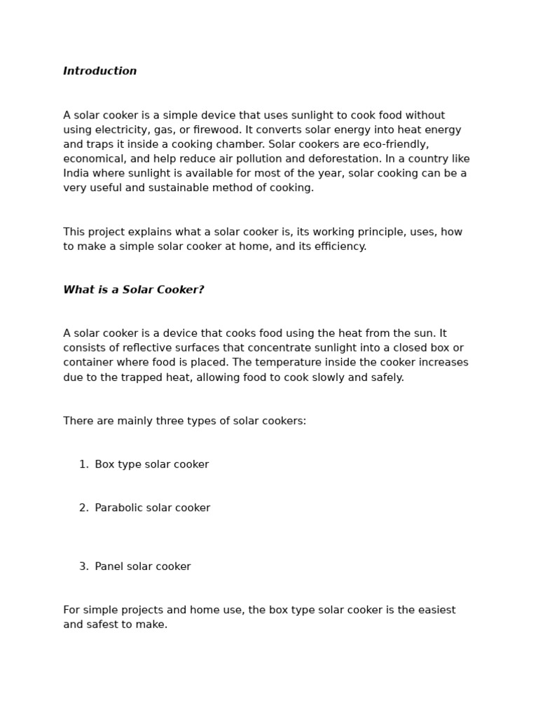 Solar Cooker | PDF | Solar Energy | Efficient Energy Use