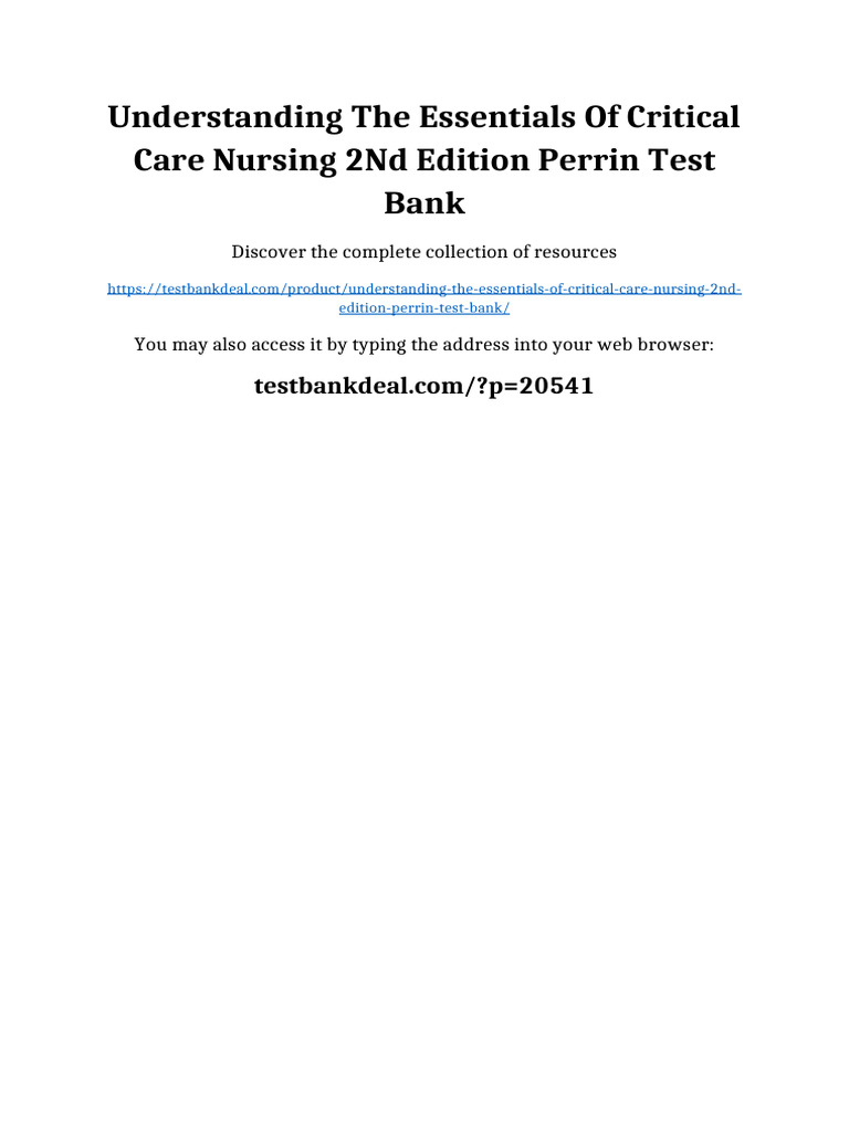 Understanding the Essentials of Critical Care Nursing 2nd Edition ...