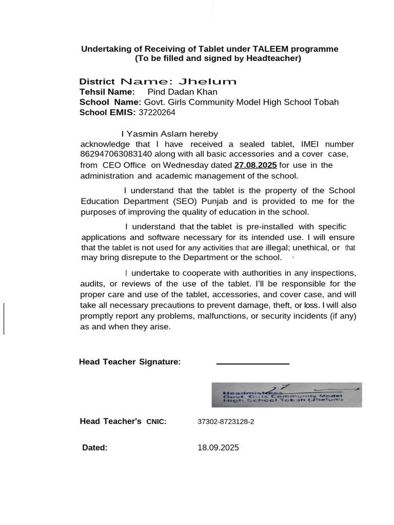 Undertake of Tablet | PDF