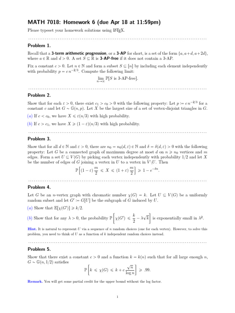 Math 7018 Pset6 | PDF | Combinatorics | Discrete Mathematics