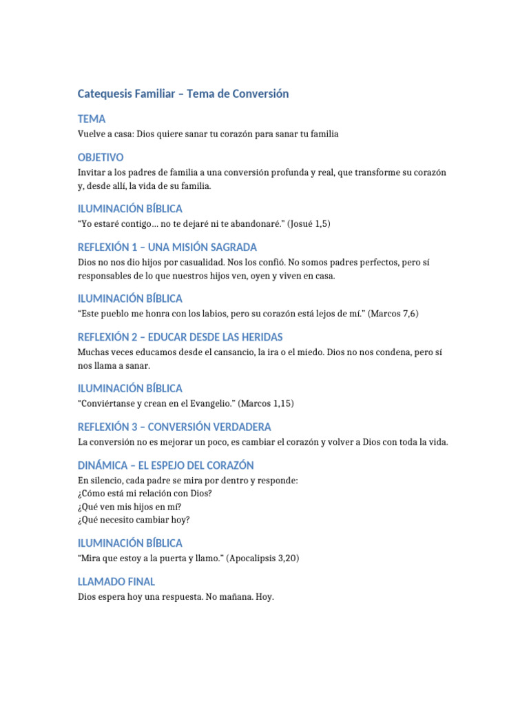 Tema de Conversion Catequesis Familiar | PDF