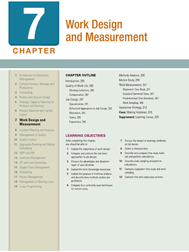 Chapter 7 Work Design and Measurement | PDF