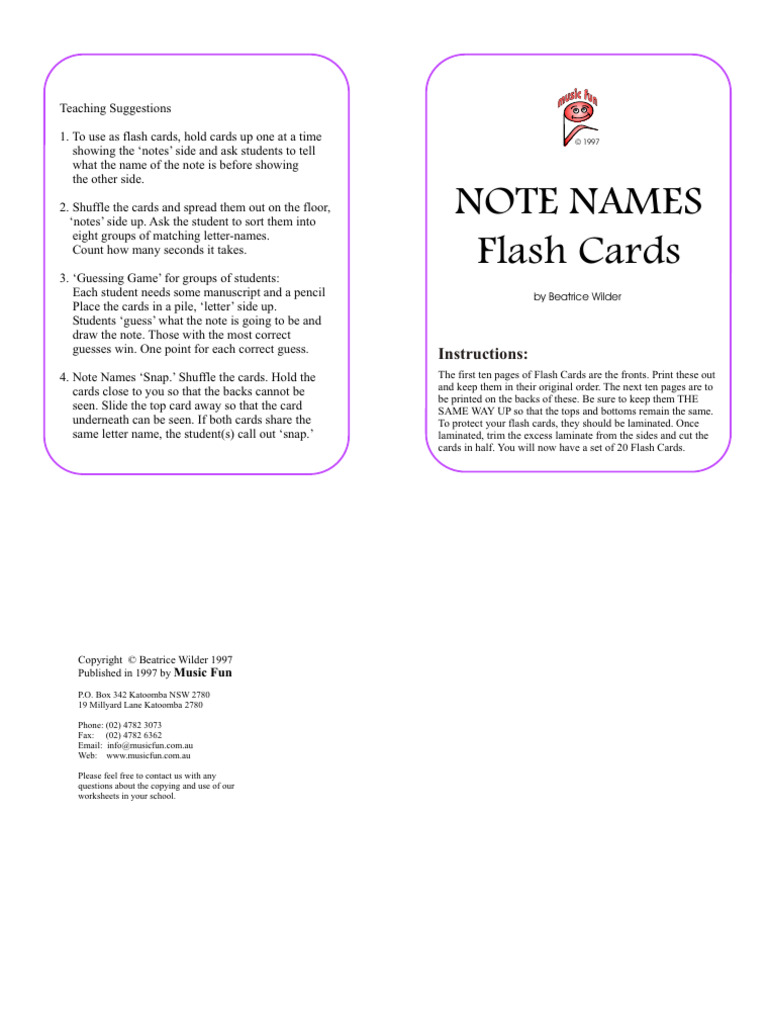 Note Names Flash | PDF