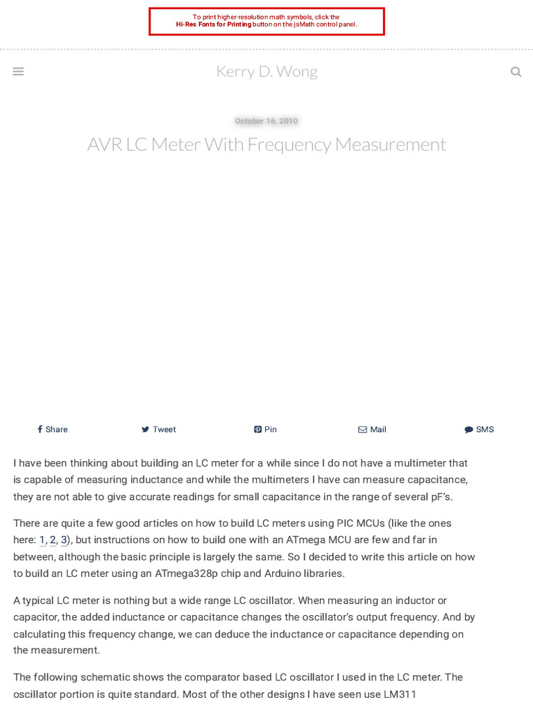 AVR LC Meter With Frequency Measurement _ Kerry D. Wong | PDF ...
