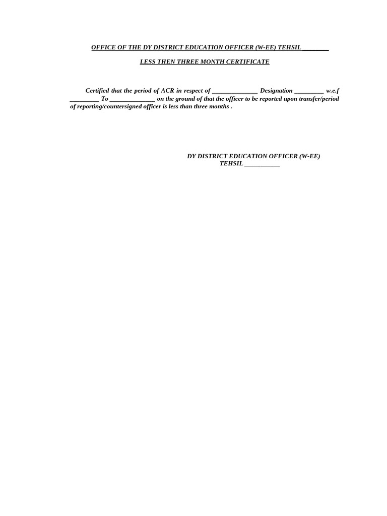 Less Then Three Month Certificate-1-1 | PDF