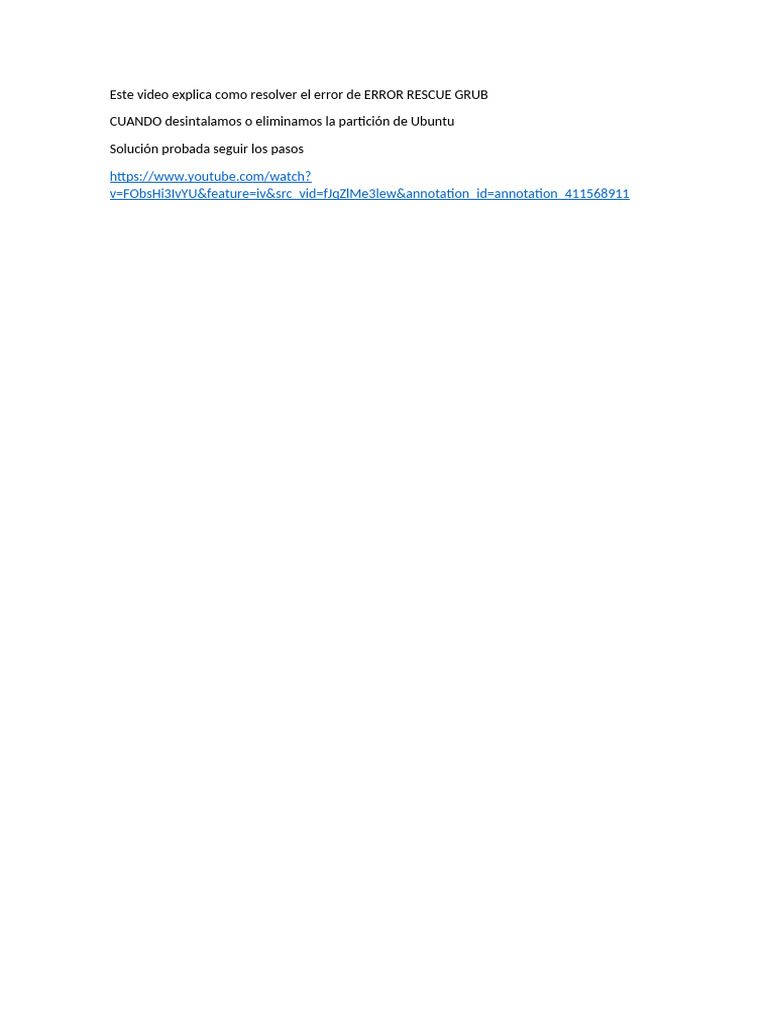 Este Video Explica Como Resolver El Error de ERROR RESCUE GRUB | PDF