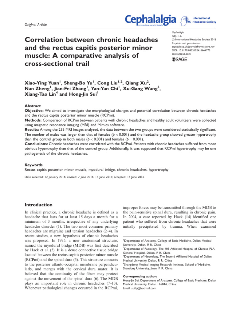 Correlation Between Chronic Headaches | PDF | Medical Imaging ...
