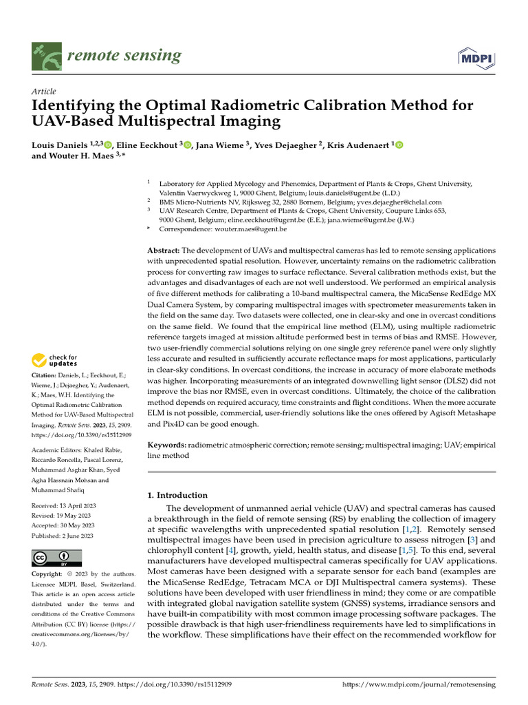 Remotesensing 15 02909 v2 | PDF | Remote Sensing | Unmanned Aerial Vehicle