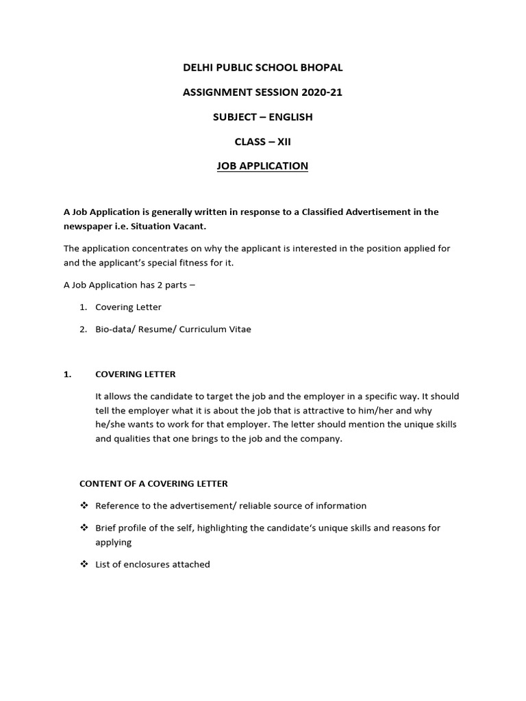 Assignment - Job Application | PDF | Résumé