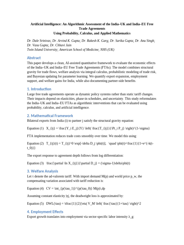 AI Algorithm India UK EU FTA Elsevier Restart Clean Full | PDF | Tariff ...