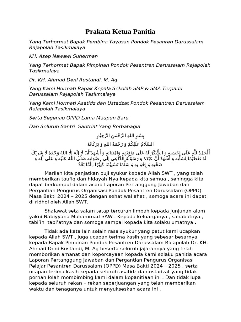 Prakata Ketua Panitia | PDF