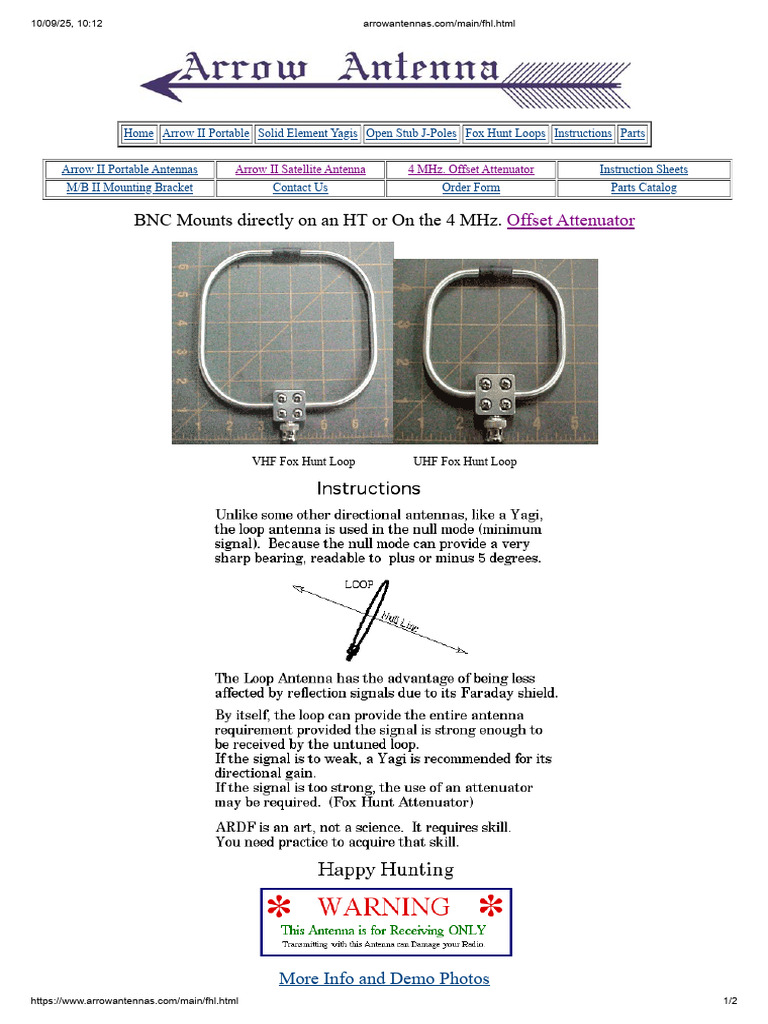 Arrow Fox Hunt Loop Antenna | PDF | Ultra High Frequency | Very High ...
