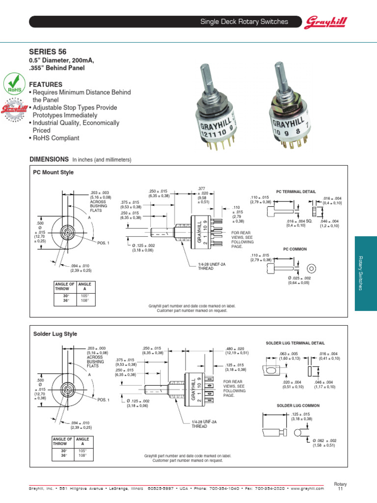 Rotary Switches Series 56 - Grayhill - Catalog | PDF | Switch ...