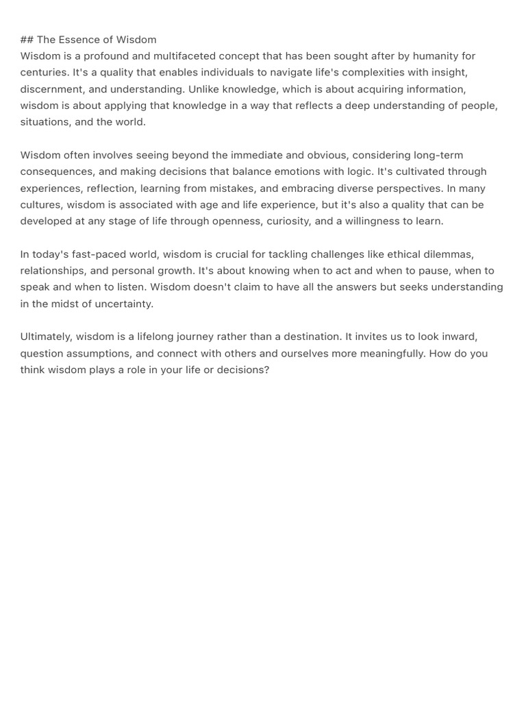 01 Wisdom | PDF
