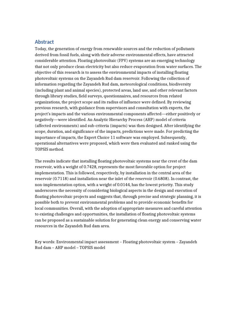 Floating Photovoltaic Abstract | PDF | Photovoltaics | Renewable Energy