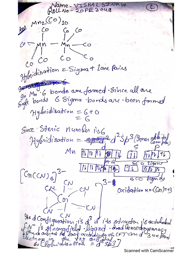 20pe3049 Inorganic Chemistry | PDF