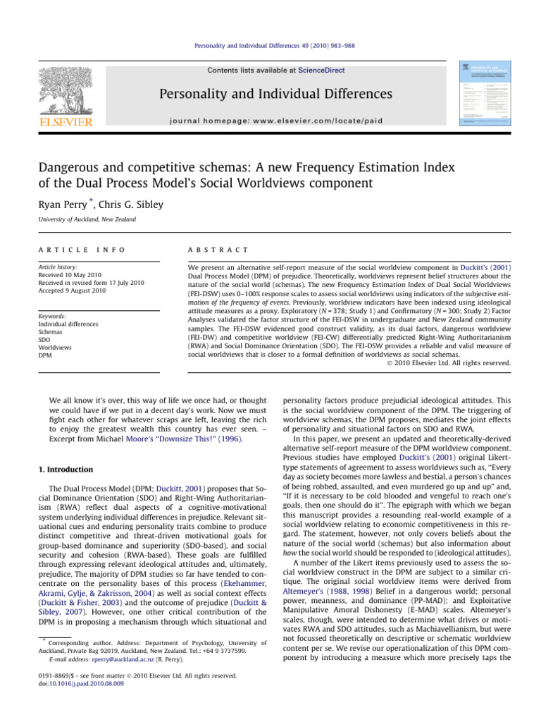 CW & DW (Perry & Sibley) | PDF | Psychology | Psychological Concepts