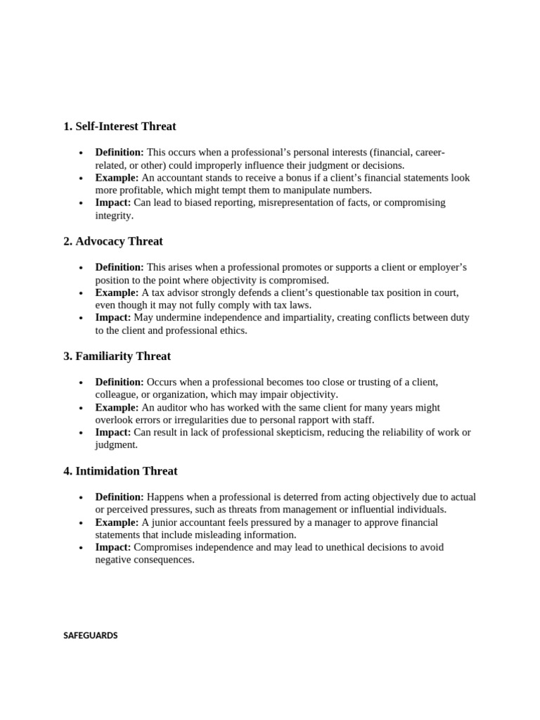 Ethical Threats and Safeguards | PDF
