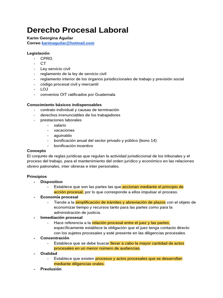 Derecho Procesal Laboral I | PDF | Derecho laboral | Ley procesal