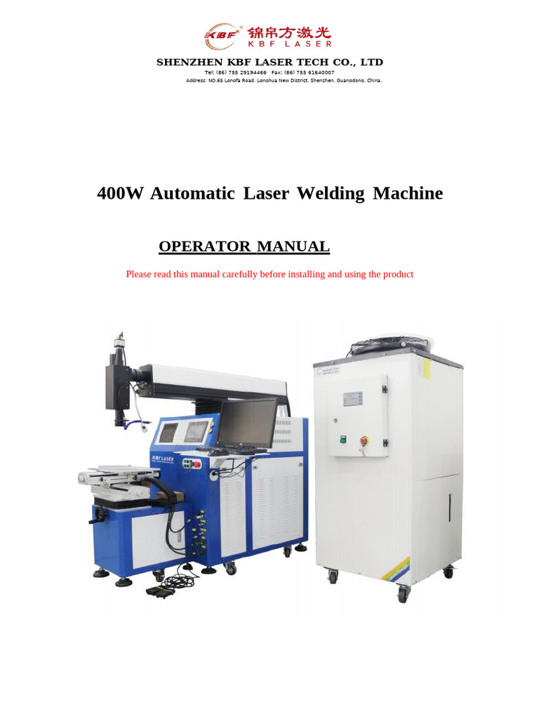 INDO 400W Automatic Laser Welding Machine | PDF | High Voltage | Safety