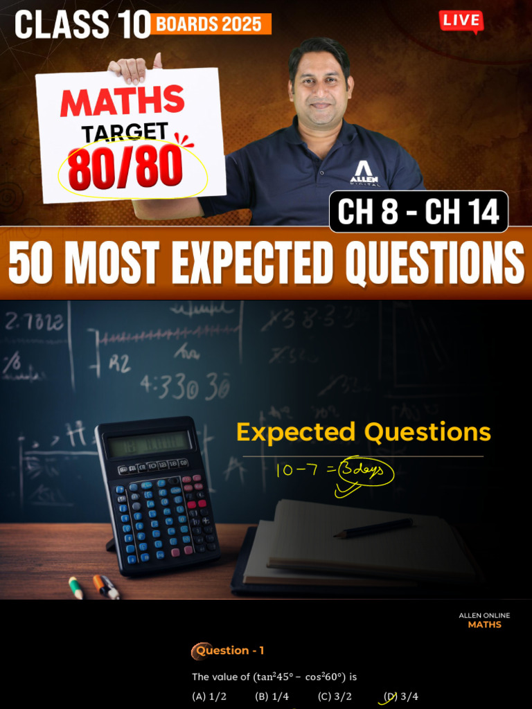 Expected Questions Maths | PDF | Circle | Area