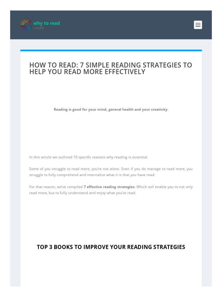 How To Read Simple Reading Strategies Read Effectively | PDF