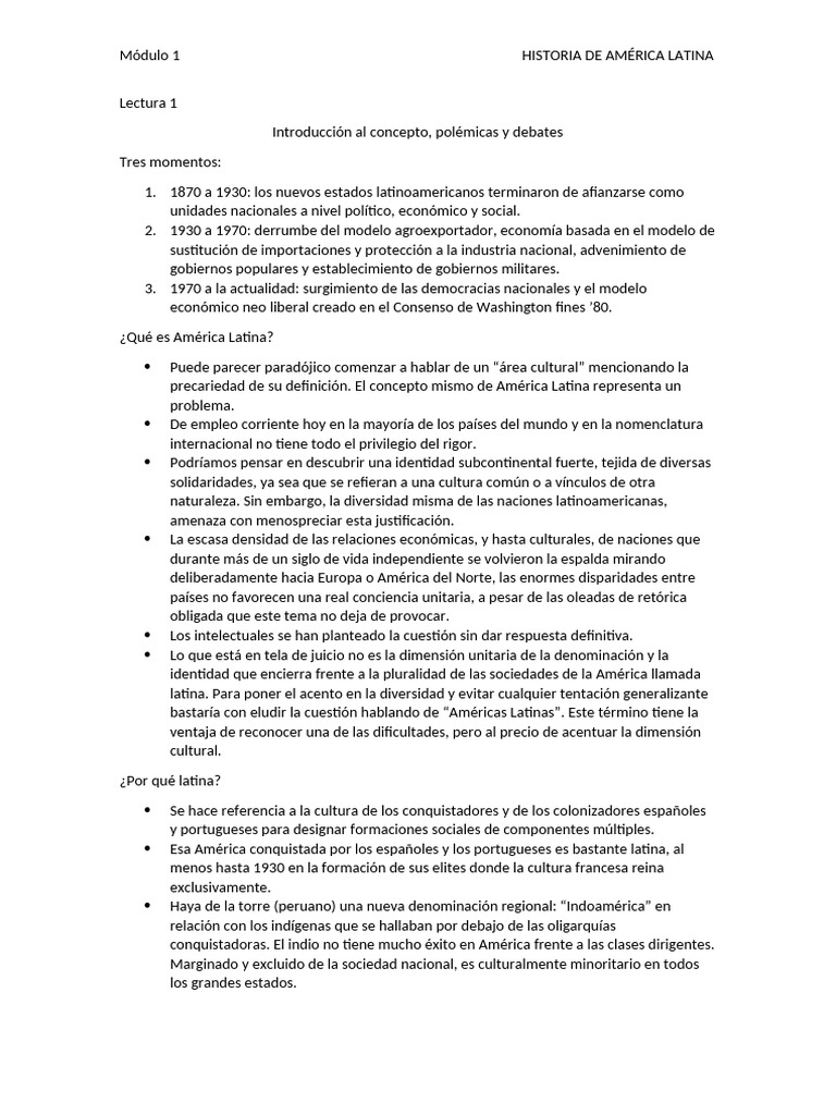 Historia de América Latina MÓDULO 1 - Siglo 21 | PDF | America latina ...