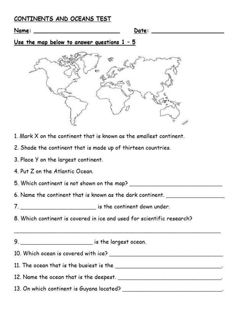 Continents Test 2 | PDF | Continent | Chess Theory