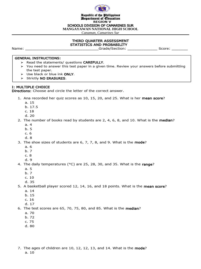 Statistics and Probability | PDF | Mode (Statistics) | Arithmetic Mean