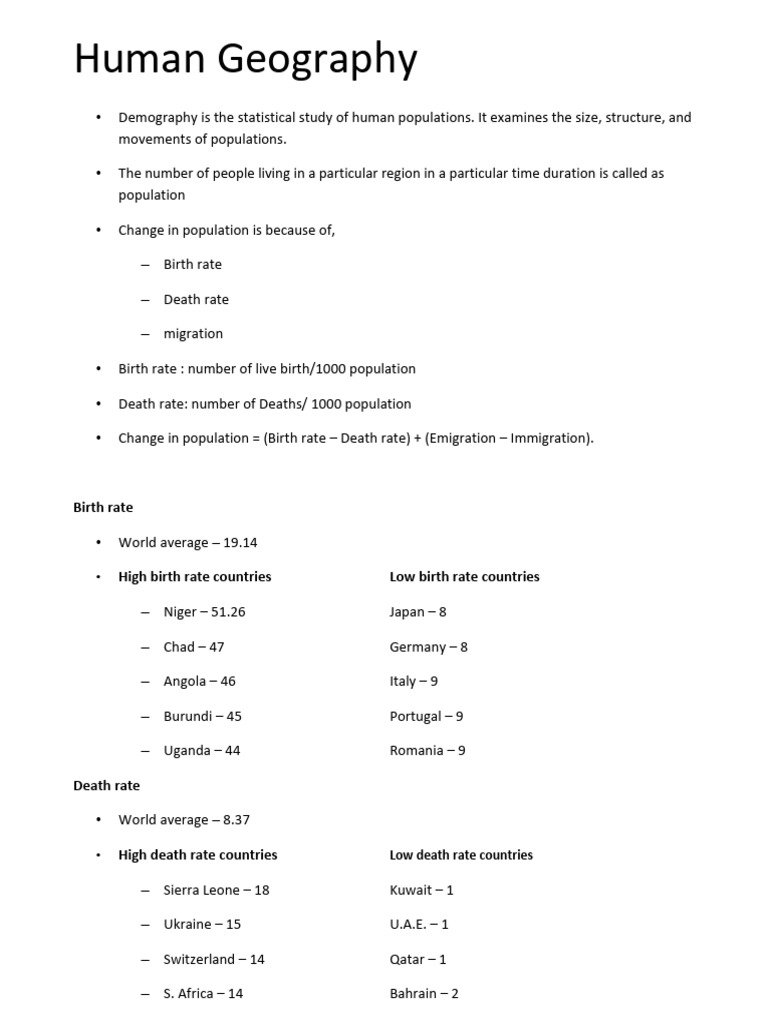 Human and Settlement Geography, English | PDF | Human Migration ...