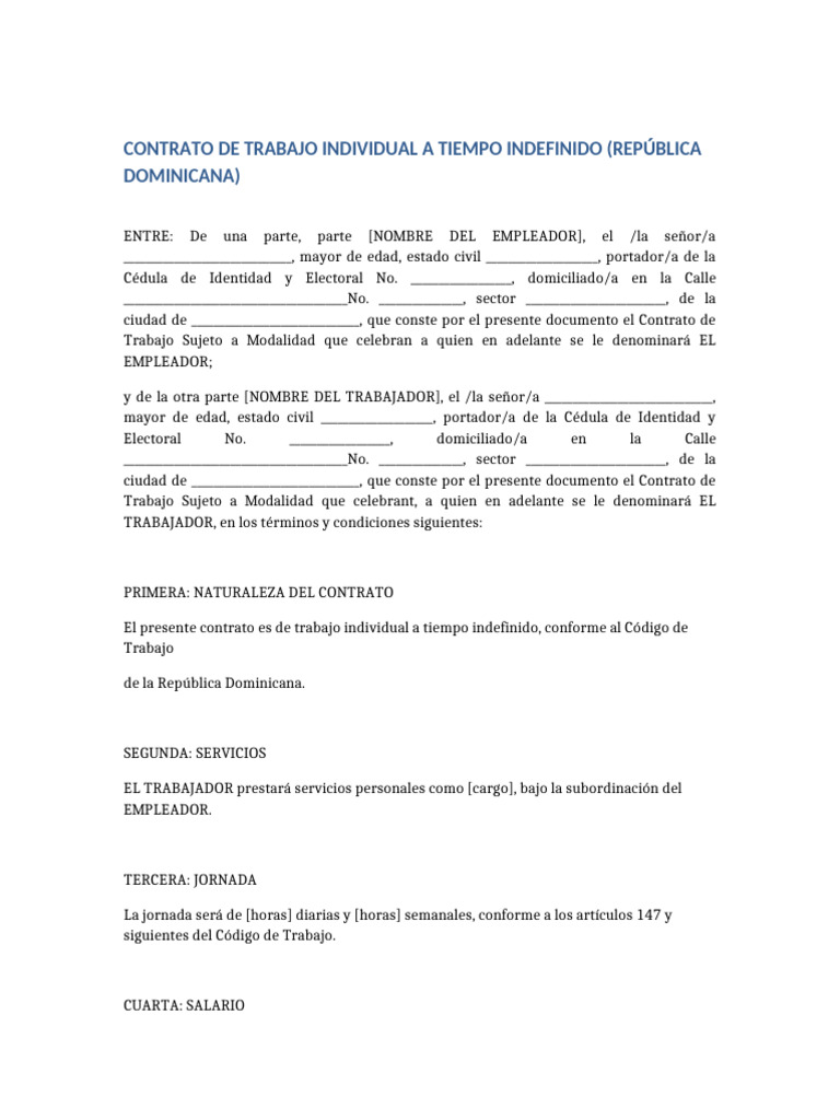 Modelo Contrato Indefinido RD | PDF