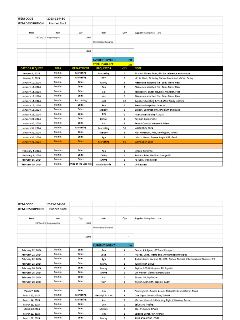 2024 Marketing Collateral Inventory - XLSX - TDT - Planner | PDF