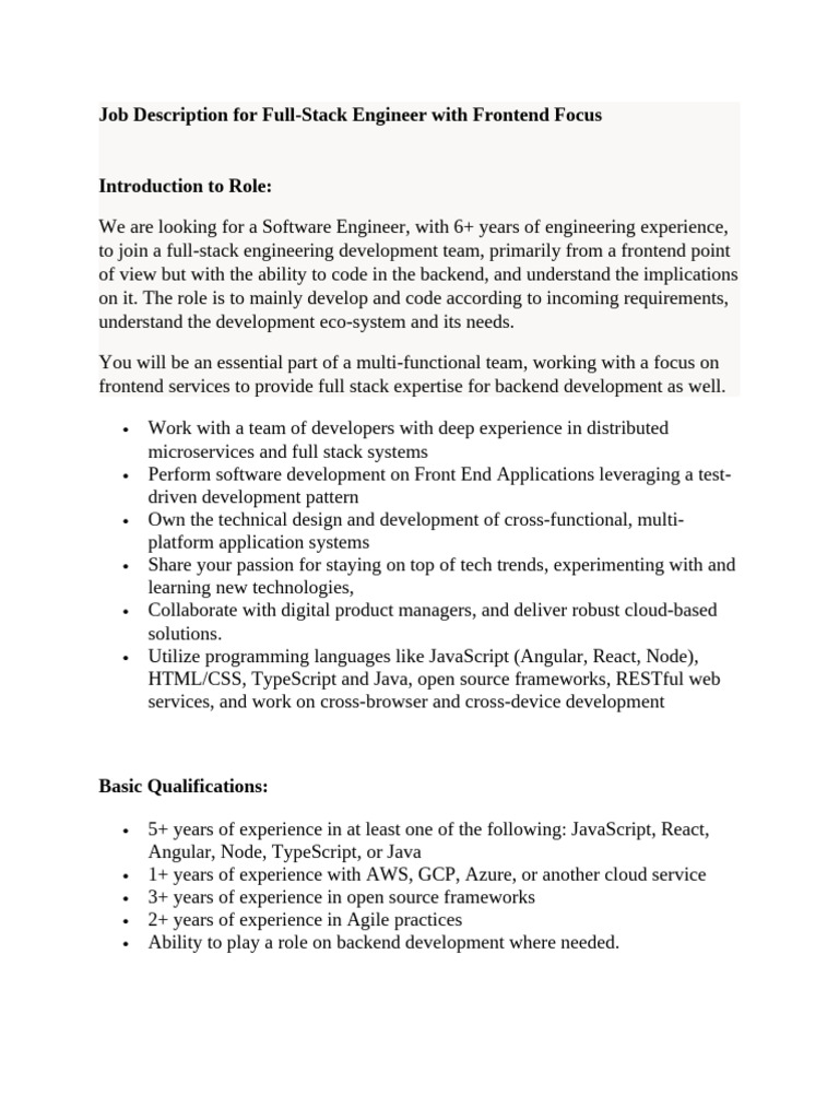 Frontend Job Description (1) | PDF