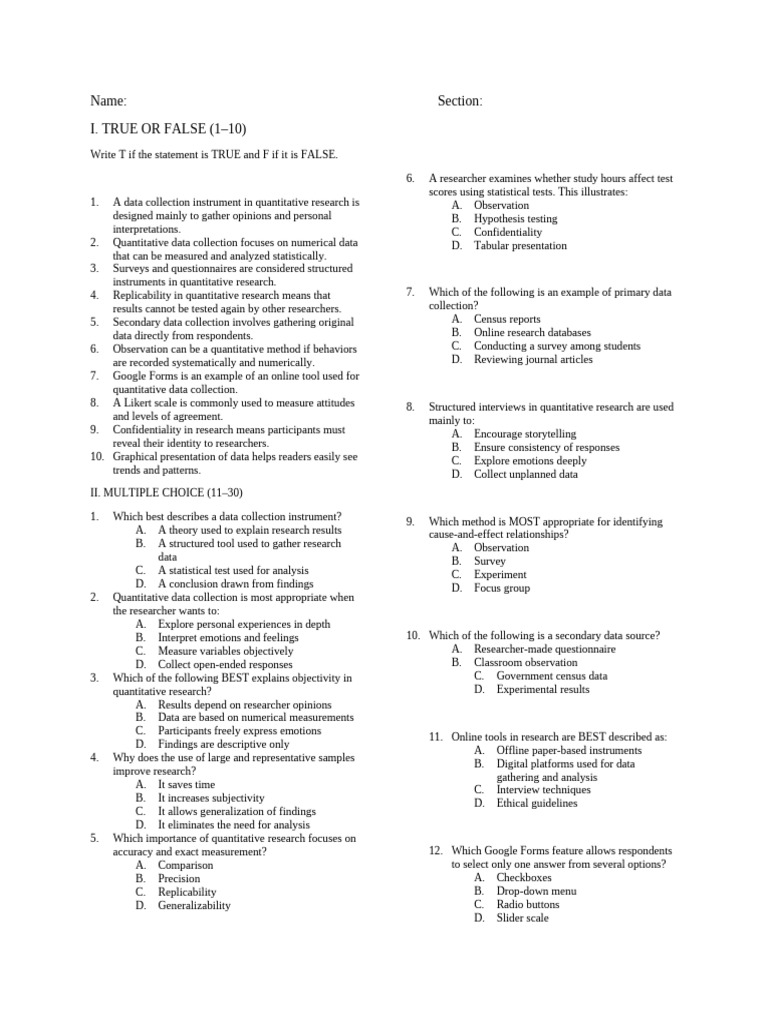 exam pr2 | PDF | Survey Methodology | Quantitative Research