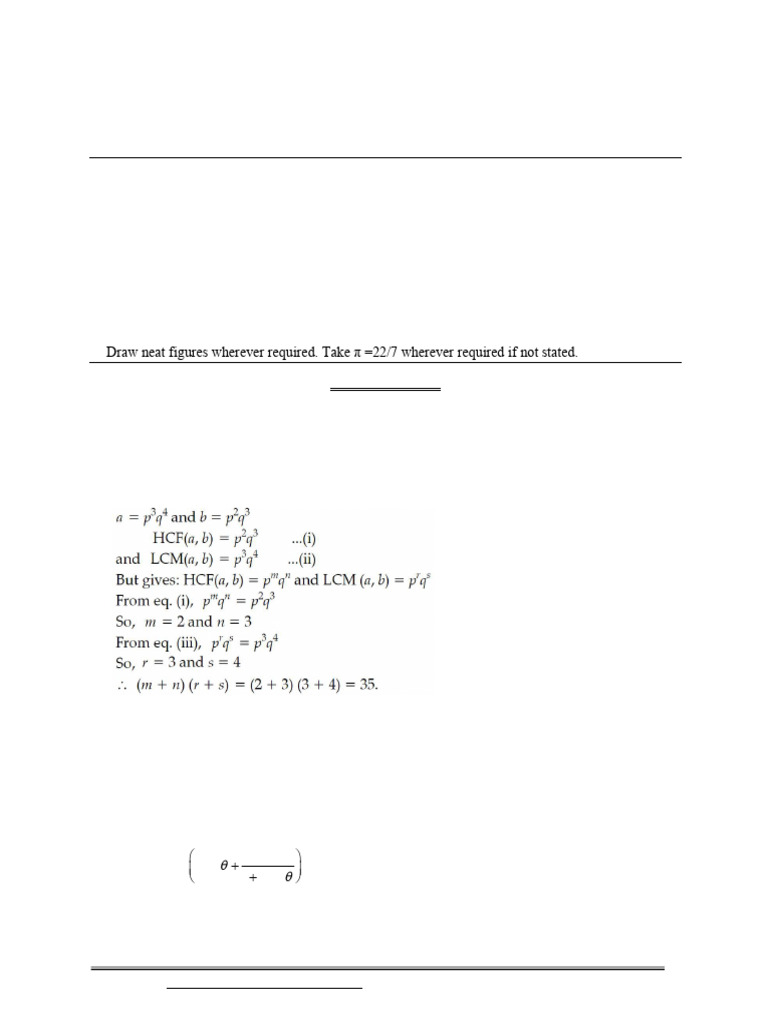 Maths Class X Sample Paper Test 10 For Board Exam 2026 Answers | PDF ...