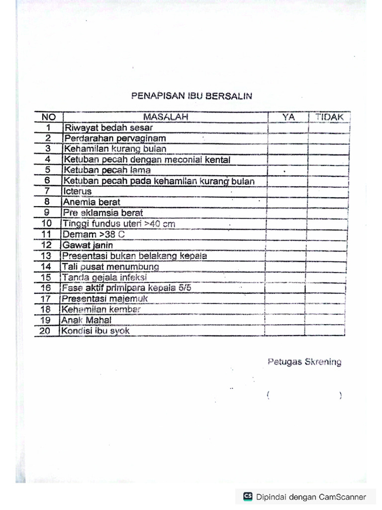 Form KSPR Dan Penapisan Ibu | PDF