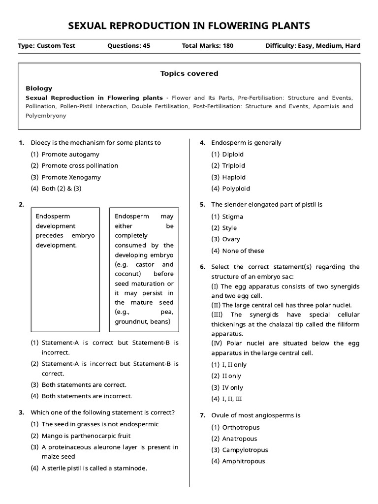 Sexual Reproduction in Flowering Plants | PDF | Flowers | Botany