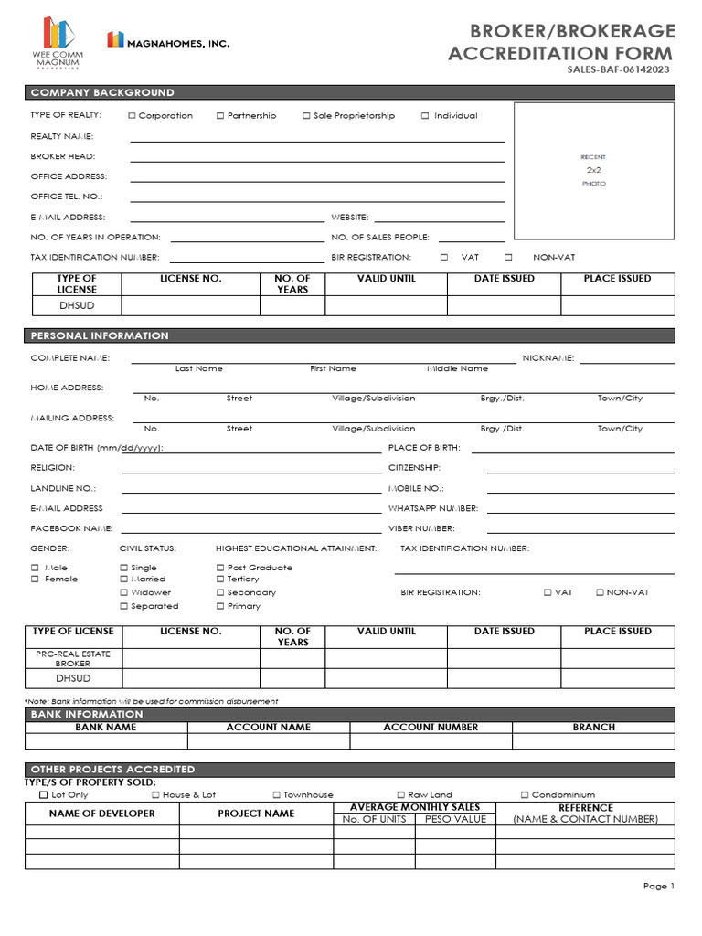 Brokerage Application Form 2026 | PDF | Identity Document | Business
