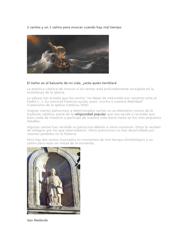 2 Santos y Un 1 Salmo para Invocar Cuando Hay Mal Tiempo | PDF ...