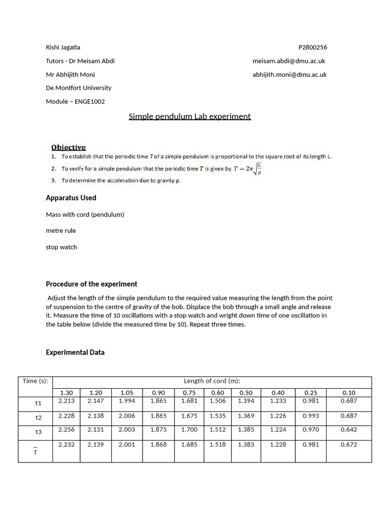 Lab Experiment 2 - Mechanical | PDF | Pendulum | Seismology