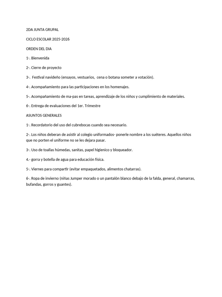 2da Junta Grupal-wps Office | PDF